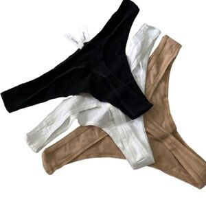 Elegant Essentials Women's Black, White, and Tan Panties Trio
